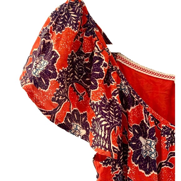 NWOT Women's XS Knox Rose Floral Dress Red & Blue Flutter Sleeve Boho - Picture 3 of 7